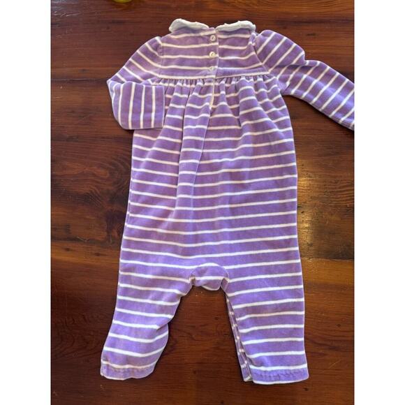 Ralph Lauren Lavender/White Stripe Peter Pan Collar Velour Coverall Baby 6 Mos - Picture 2 of 8
